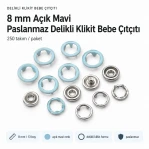 8 mm / 0.31 in Light Blue Stainless Ring-Style Prong Snap Fasteners, 250 Sets/Pack ERBCLK0008PAM