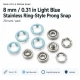 8 mm / 0.31 in Light Blue Stainless Ring-Style Prong Snap Fasteners for babywear and children's clothing