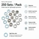 8 mm / 0.31 in Light Blue Stainless Ring-Style Prong Snap Fasteners for babywear and children's clothing