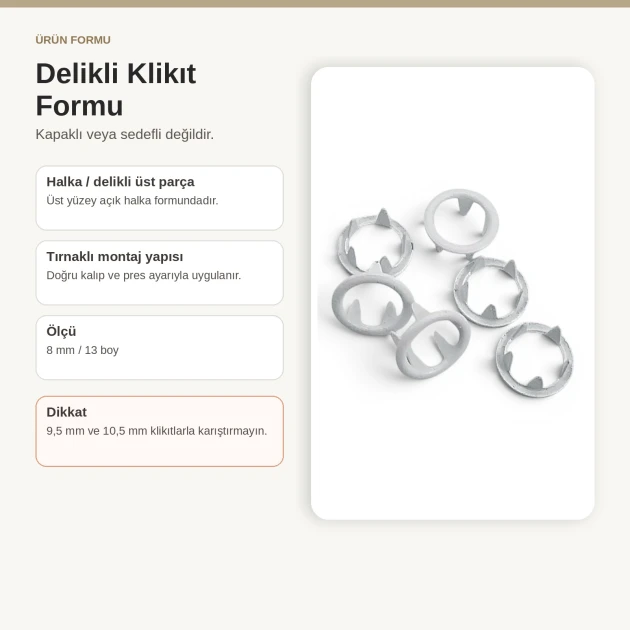 8 mm / 0.31 in Ecru Stainless Ring-Style Prong Snap Fasteners for babywear and children's clothing, 250 sets per pack