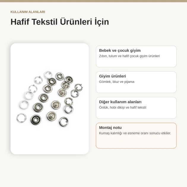 8 mm / 0.31 in Ecru Stainless Ring-Style Prong Snap Fasteners for babywear and children's clothing, 250 sets per pack
