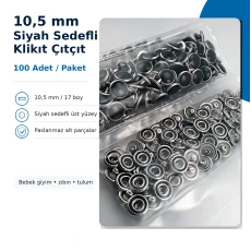 10.5 mm / 0.41 in Black Pearl Stainless Prong Snap Fasteners, 100 Sets/Pack ERBCLK0008SSD