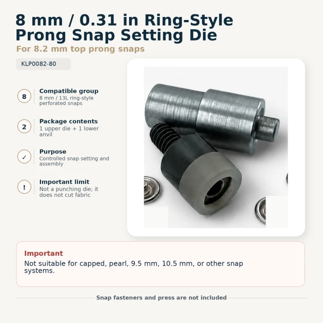 Setting Die for 8 mm / 0.31 in Ring-Style Prong Baby Snap Fasteners KLP0082-80