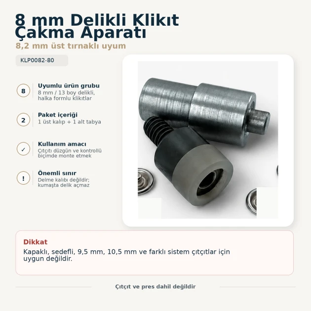 Setting Die for 8 mm / 0.31 in Ring-Style Prong Baby Snap Fasteners KLP0082-80