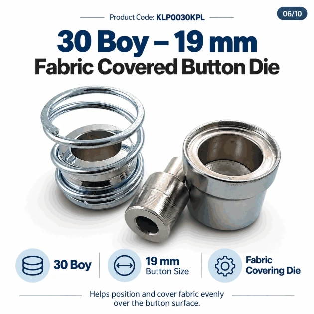 30L 19 mm 0.75 in fabric covered button die