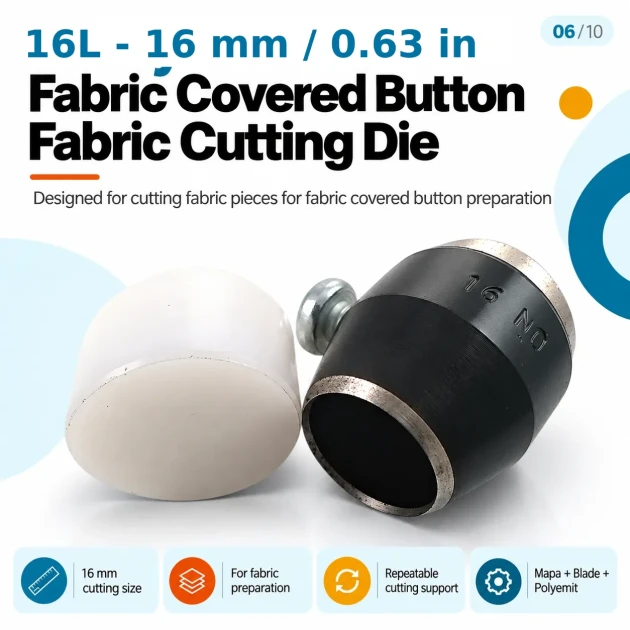 16L 16 mm / 0.63 in fabric cutting die for covered buttons
