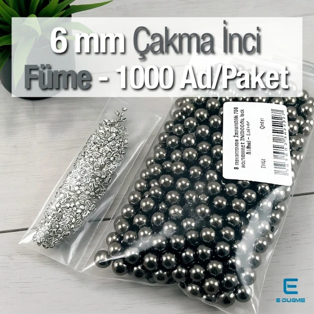 6 mm Imitation Pearls Black Nickel Color (1000 pieces / Pack) INC0006BN