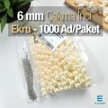 6 mm Çakma İnci Krem Renk ( 1000 ad / Paket)  INC0006CRM