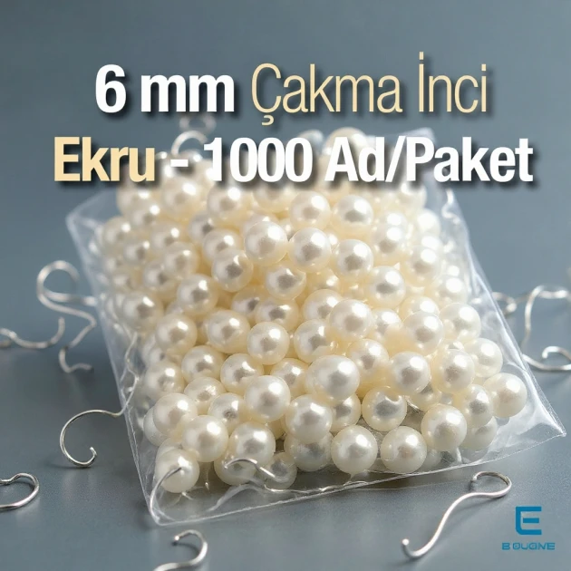 6 mm Çakma İnci Krem Renk ( 1000 ad / Paket)  INC0006CRM