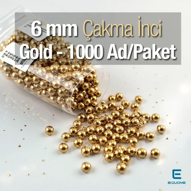 6 mm Çakma İnci Gold Renk ( 1000 ad / Paket)  INC0006GLD