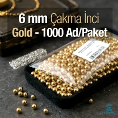 6 mm Imitation Pearl, Gold Color (1000 pieces/Pack) INC0006GLD