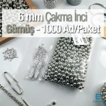 6 mm Çakma İnci Nikel Renk ( 1000 ad / Paket)  INC0006SLN
