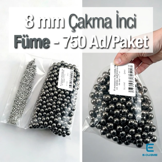 8 mm Imitation Pearls, Black Nickel Color (750 pieces/Pack) INC0008BN