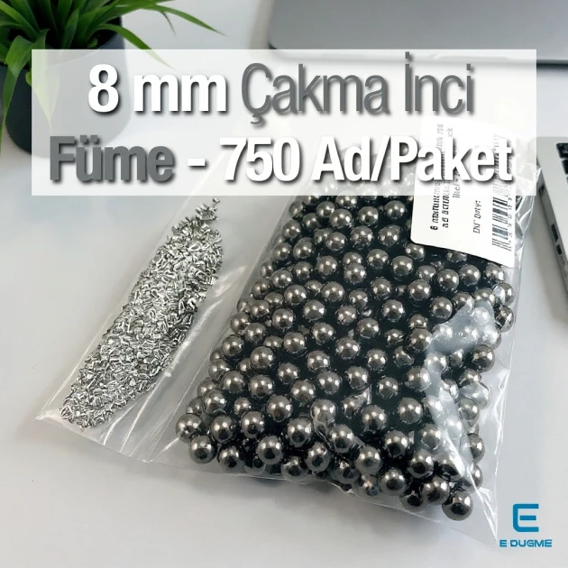 8 mm Imitation Pearls, Black Nickel Color (750 pieces/Pack) INC0008BN