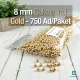 8 mm Çakma İnci Gold Renk ( 750 ad / Paket)  INC0008GLD