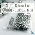 8 mm Çakma İnci Nikel Renk ( 750 ad / Paket)  INC0008SLN