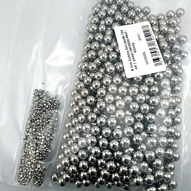 8 mm Çakma İnci Nikel Renk ( 750 ad / Paket)  INC0008SLN