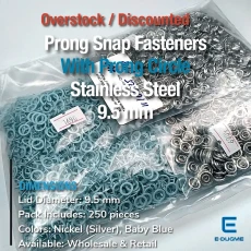 Promotional Baby Blue Stainless Ring-Style Prong Baby Snap Fastener 9.5 mm / 0.37 in, 250 Sets/Pack C0095DPBBlue