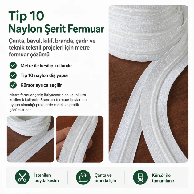 N5 / #5 Nylon Coil Zipper Chain by the Meter for Bags, Tents and Tarpaulins - Durable and Versatile Zipper for Sewing