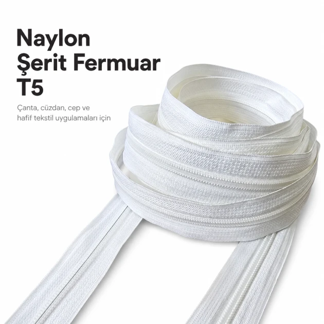 Nylon #3 Ribbon Zipper in various colors