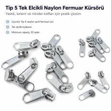 Tip 5 Tek Elcikli Naylon Fermuar Kürsörü Yastık ve Kırlent Kılıfları İçin EKRSTT5