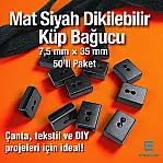 Cord End Sew-On - Cube Shape Matte Black 50 pcxs/Packet Entry 7.5 mm - 0,27" PROMOART0034