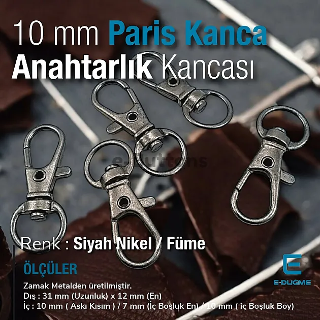 Keychain Hook 10 mm Spring Swivel Hooks - Paris Hook - Parrot Hook A 509