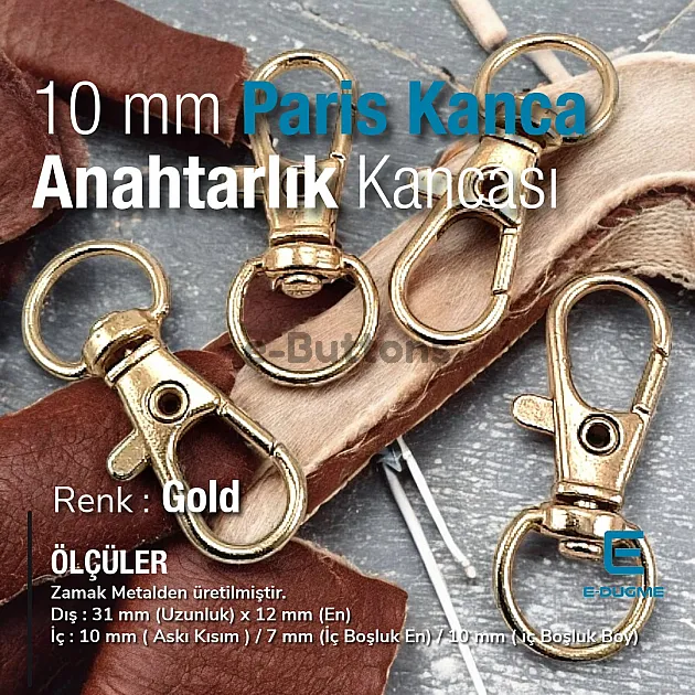 Keychain Hook 10 mm Spring Swivel Hooks - Paris Hook - Parrot Hook A 509