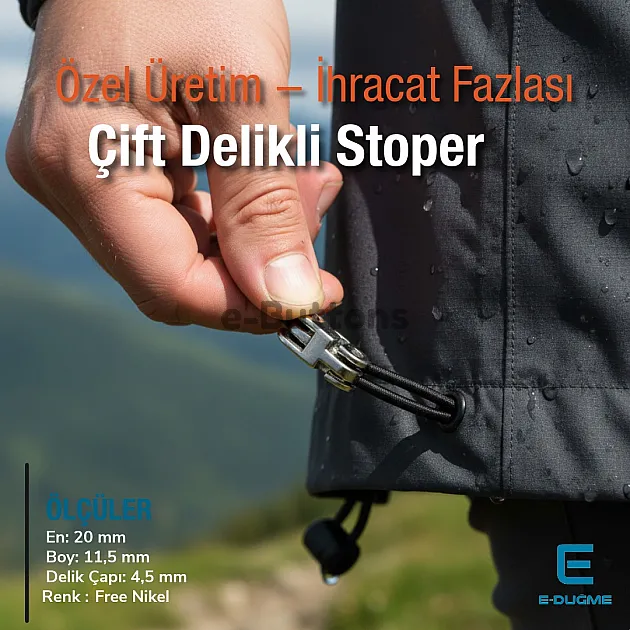 Metal Stoper 4,5 mm Delik Çaplı İki Delikli Şık ve Estetik Model - Zamak Stoper CGT0001