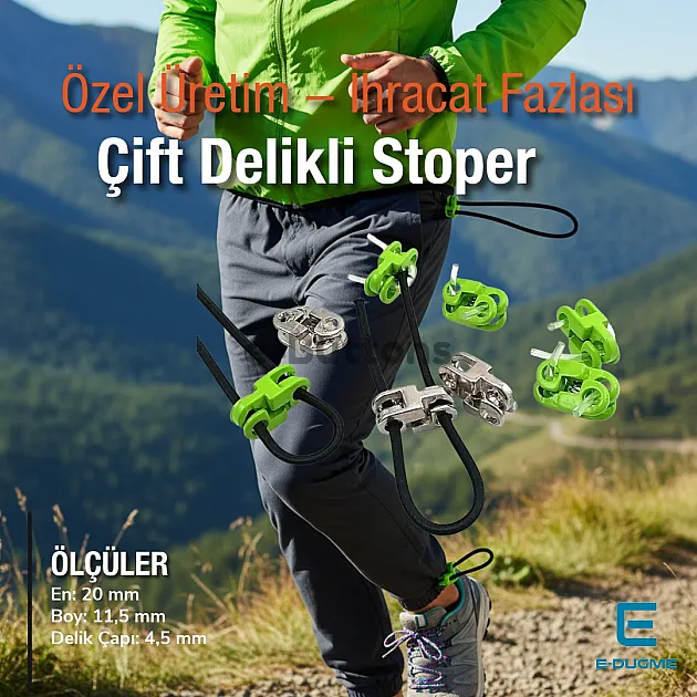 Metal Stoper 4,5 mm Delik Çaplı İki Delikli Fıstık Yeşili Estetik Model - Zamak Stoper CGT0001PROMO
