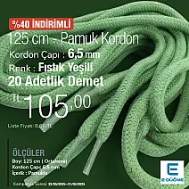 130 cm - 1,42 yd Braided Cord Cotton Pistachio Green PROMO PROMOYKRD00PFGreen
