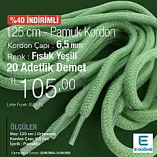 125 cm Yuvarlak Kordon Pamuk Fıstık Yeşili Promosyonlu Satış PROMOYKRD00PFGreen
