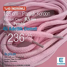 Yuvarlak Kordon 125 cm Pamuk Penbe Promosyonlu Satış PROMOYKRD00PPink
