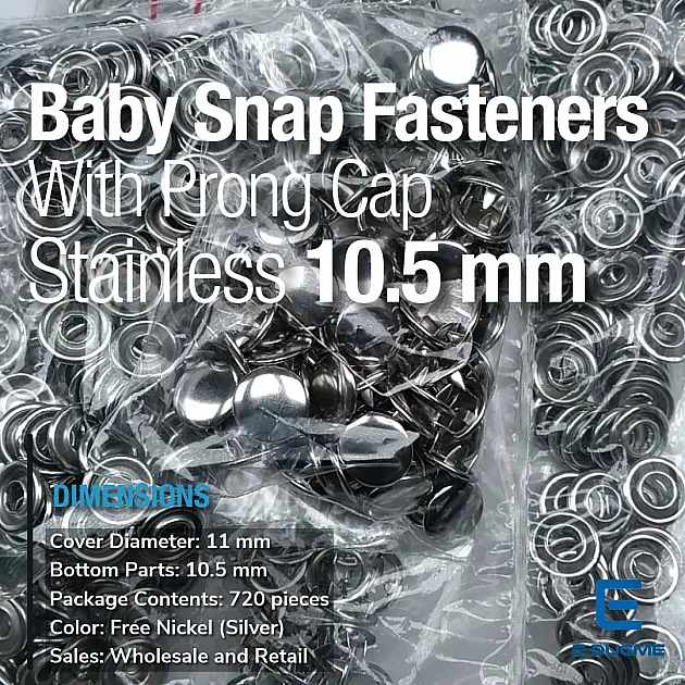 Prong Snap Fastener With Cap 10.5 mm 17L / 13/32" Stainless Cover C0011