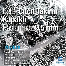Bebe Çıt Çıt 9,5 mm Kapaklı Paslanmaz Klikıt Çıtçıt 720 Adet/Packet C0014P