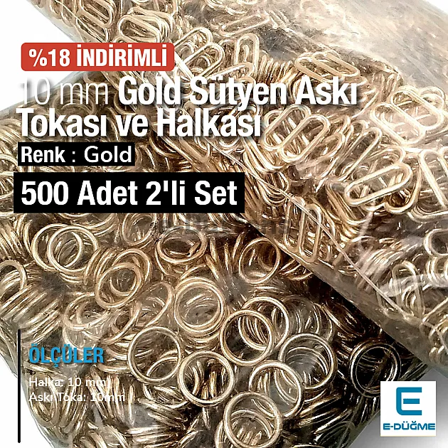 10 mm Bra Strap Adjustment Buckle Gold and Ring 500 pcs/Pack PBT0006PROMO