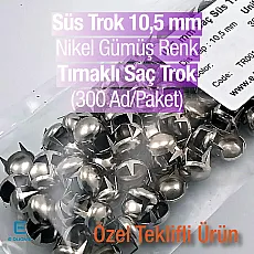 Tırnaklı Trok 10. 50 mm Nikel Gümüş Renk Süs Saç Trok (300 Ad/Paket) TR0010PK