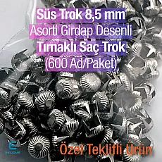 Tırnaklı Trok 8,5 mm Asorti Girdap Desenli Süs Saç Trok (650 Ad/Paket) TR0027PKAS