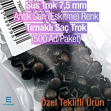 Saç Trok 7,5 mm Antik Sarı Renk Tırnaklı Süs Trok (500 Ad/Paket) TR0032PKA