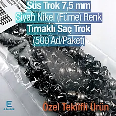 Tırnaklı Saç Trok 7,5 mm Siyah Nikel Renk Süs Trok (500 Ad/Paket) TR0032PKB