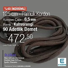 Yuvarlak Kordon 125 cm Pamuk Kahve Promosyonlu Satış PROMOYKRD00Brown
