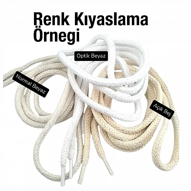 130 cm - 1,42 yd Braided Cord Cotton Light Beige Cord 100 Pcs YKRD00PAbej