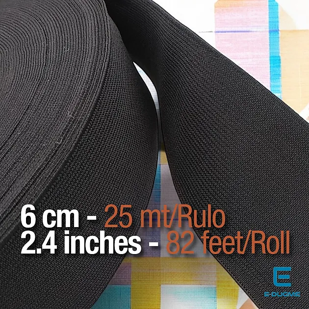 Woven Elastic 6 cm  - 2,36" - 25 mt/Roll – 27 Yds DOKL00060