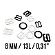 8 mm / 0.31" Bra Strap Adjustment Buckle - Hook and Ring Set of 3 Parts Metal Nylon Coated PIR720008
