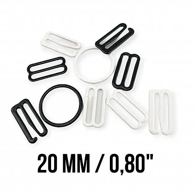 20 mm / 0.80" Bra Strap Adjustment Buckle - Hook and Ring Set Metal Nylon Coated PIR720020 20 mm / 0.80" Bra Strap Adjustment Buckle - Hook and Ring Set Metal Nylon Coated PIR720020