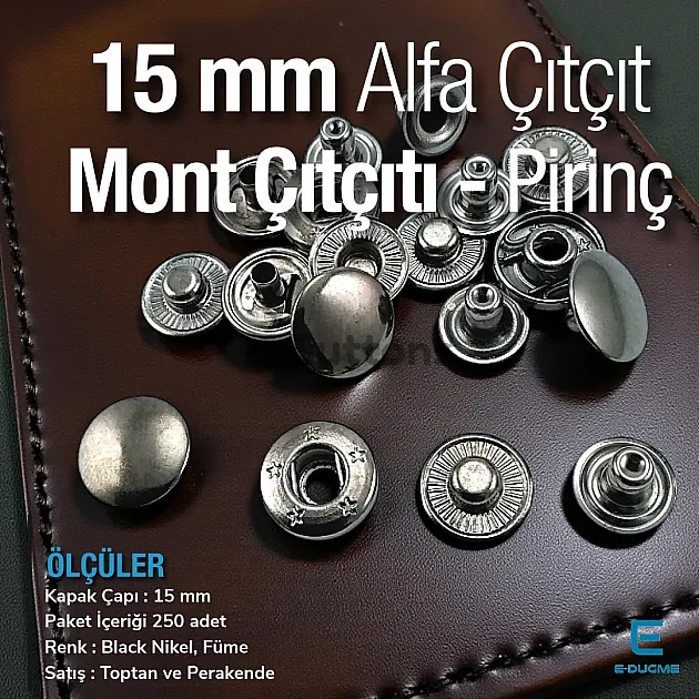 15 mm 3/4" Alpha Snap Fasteners Brass Button C0001PR