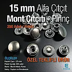 15 mm Jacket Snap Button - Alfa Snap Button Black Nickel Brass Snap Button 250 Pcs/ Pack C0001PRPROMO