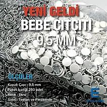 Tırnaklı Bebe Çıtçıt 9,5 mm Ekru Boyalı Paslanmaz 250 Ad/Paket C0014PromoPEcru