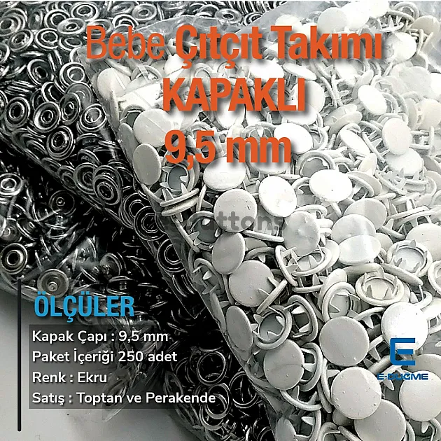 Prong Snap Fastener with Cover 9.5mm - 3/8" Ecru Painted Stainless 250 Pieces/Pack C0014PromoPEcru