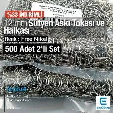 12 mm  Sütyen Askı Ayar Tokası ve Halkası Free Nikel 500 ad/Paket PBT0007PROMO